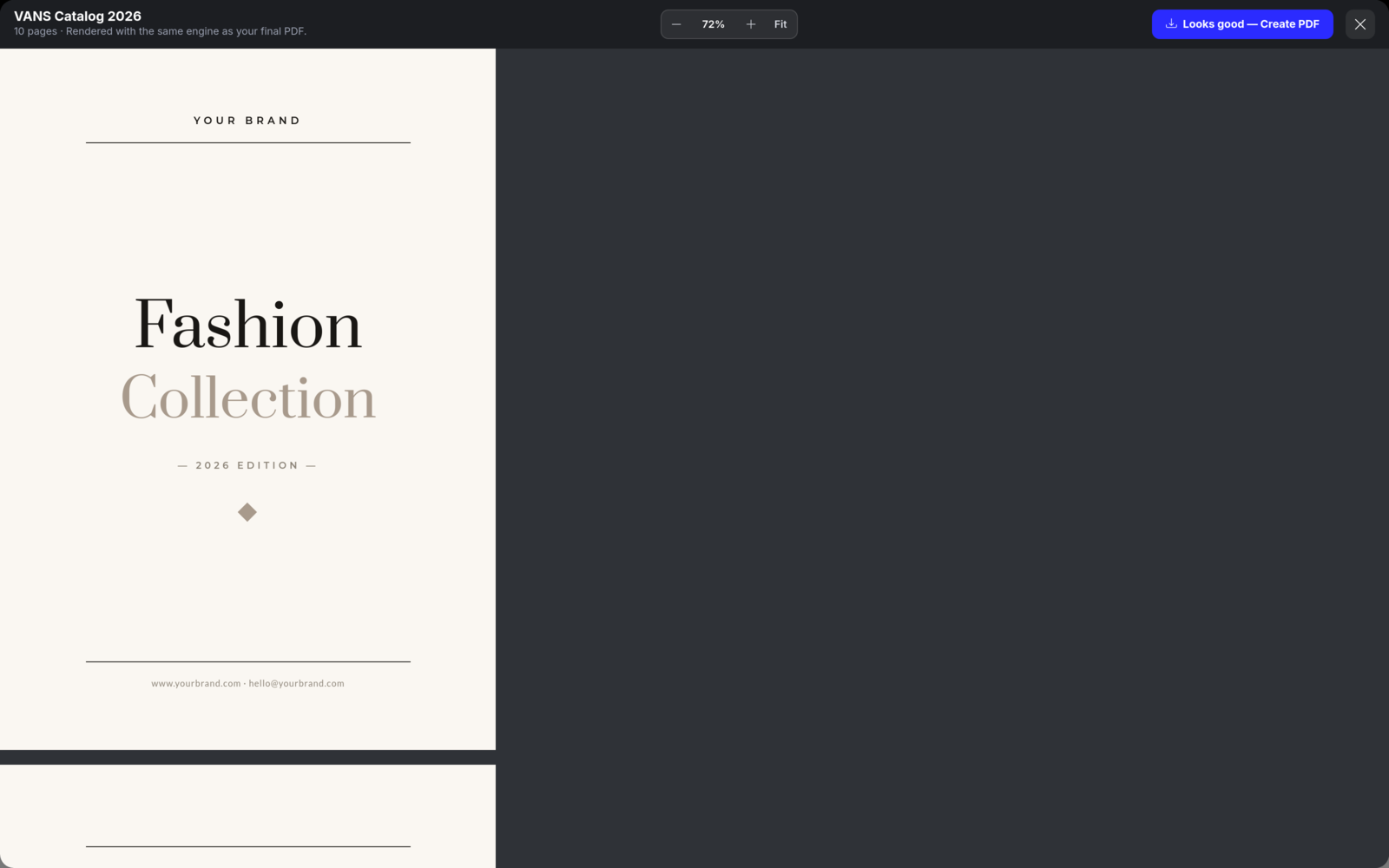 PDF preview showing the Fashion Collection cover page