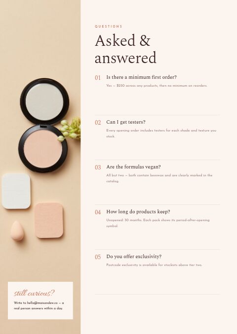 Beauty & Cosmetics — FAQ page