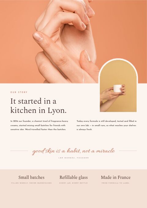 Beauty & Cosmetics — Brand Story page