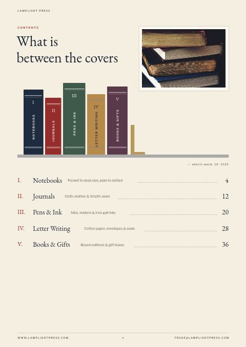 Books & Stationery — Contents page