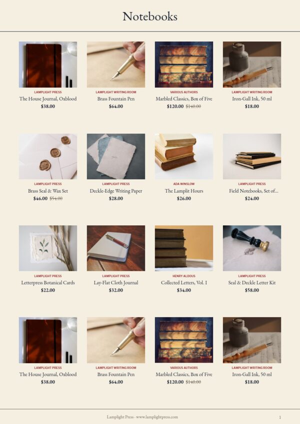 Books & Stationery — product page, 4 × 4 grid