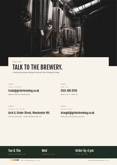 Brewery & Craft Beer — Contact / Info page