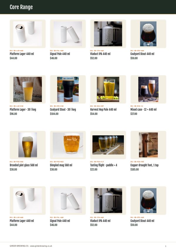 Brewery & Craft Beer — product page, 4 × 4 grid