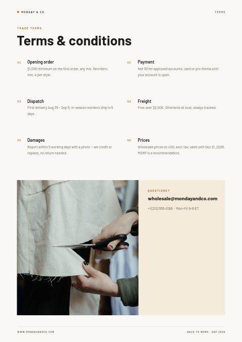 Back to Work — Notes / Terms page