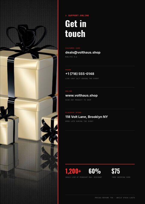 Black Friday — Contact / Info page