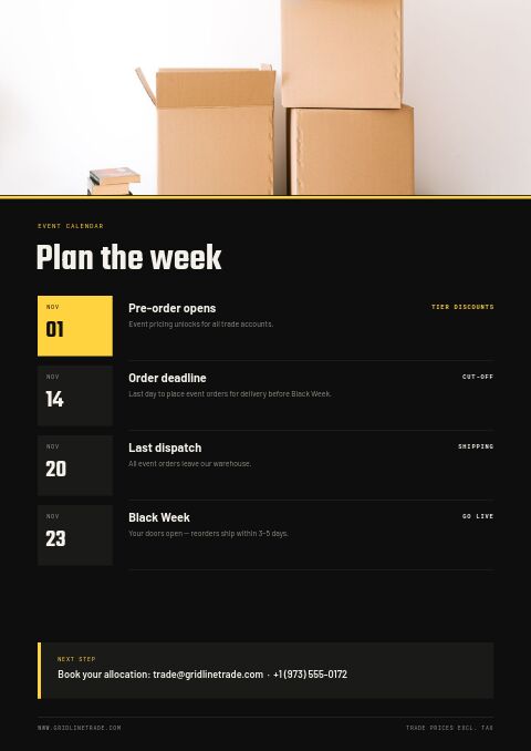 Black Week — Event / Launch page