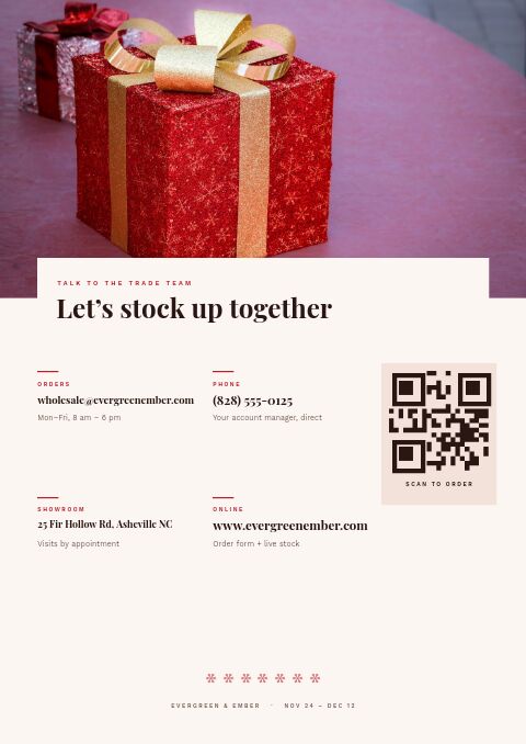 Christmas Sale — Contact / Info page
