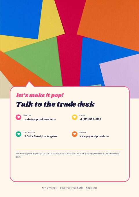 Colorful Catalog — Contact / Info page
