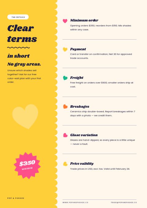 Colorful Catalog — Notes / Terms page