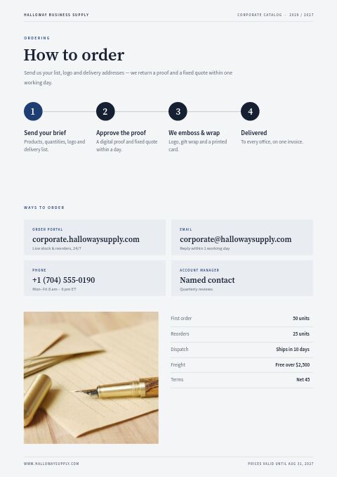 Corporate Catalog — How to Order page
