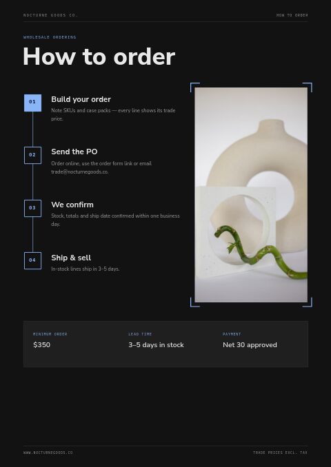Dark Mode Catalog — How to Order page