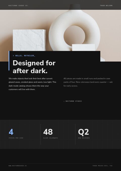 Dark Mode Catalog — Welcome / About page