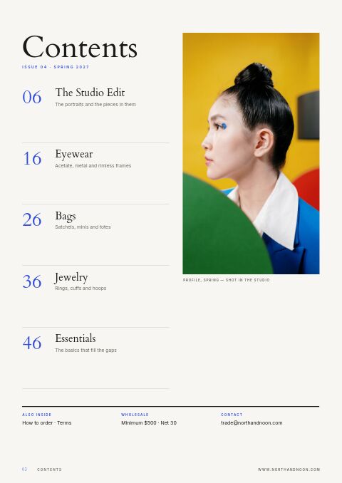 Editorial Lookbook — Contents page