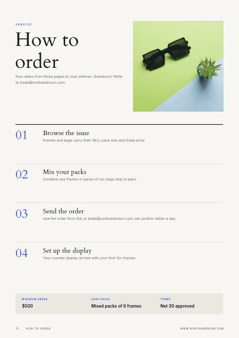 Editorial Lookbook — How to Order page