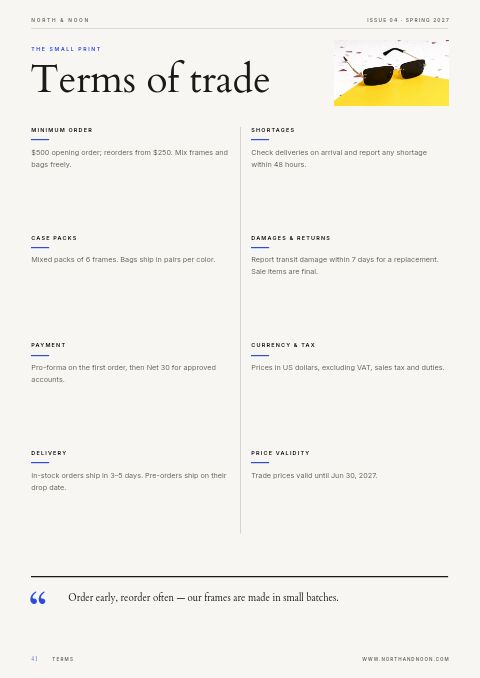 Editorial Lookbook — Notes / Terms page