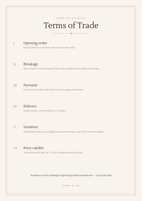 Elegant Catalog — Notes / Terms page