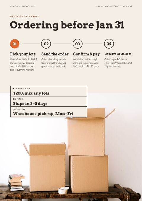 End of Season Sale — How to Order page