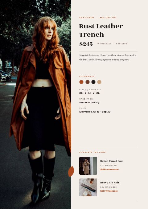 Fall Collection — Featured Product page