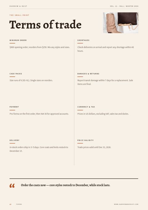 Fall Fashion — Notes / Terms page