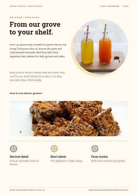 Food & Beverage Catalog — Welcome / About page