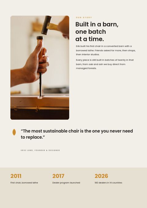 Furniture Catalog — Brand Story page