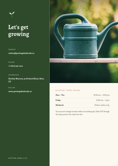 Garden Catalog — Contact / Info page