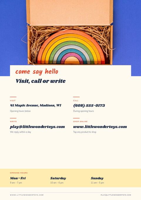 Gifts for Kids — Contact / Info page
