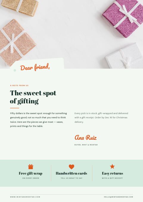 Gifts Under $50 — Welcome / About page