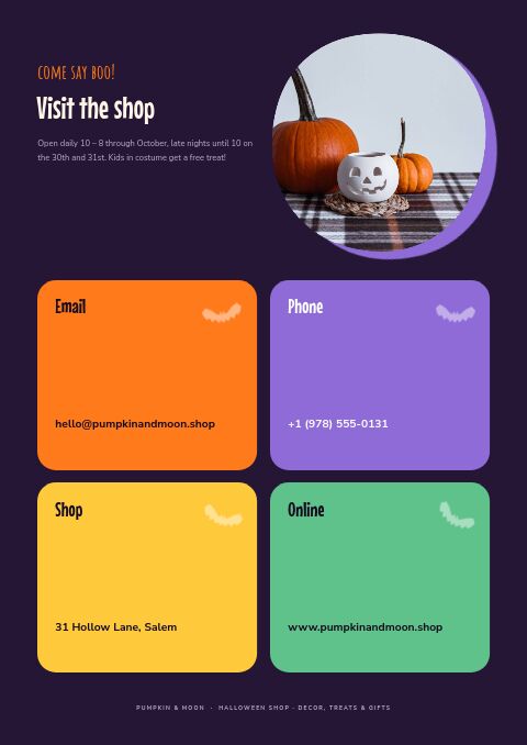 Halloween — Contact / Info page