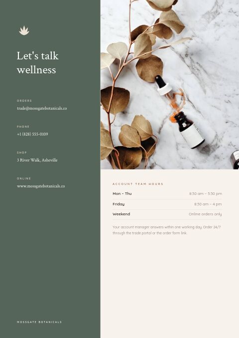 Health & Wellness Catalog — Contact / Info page