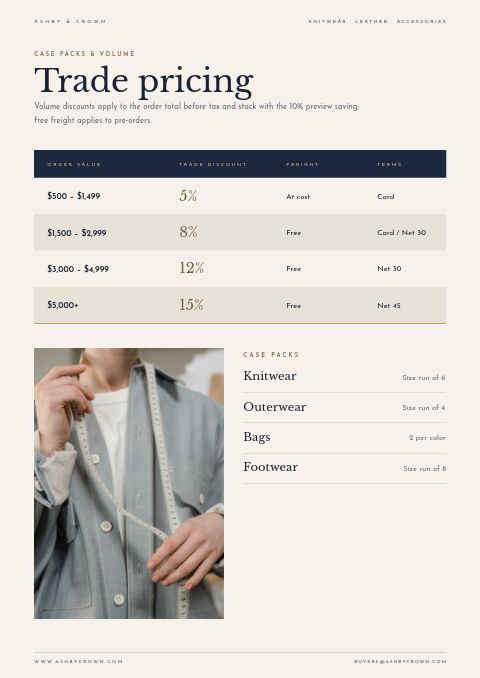 Holiday Preview — Size / Spec Guide page
