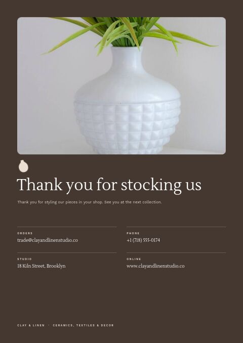 Home & Decor Catalog — Back Cover page