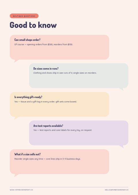 Kids & Baby Catalog — FAQ page