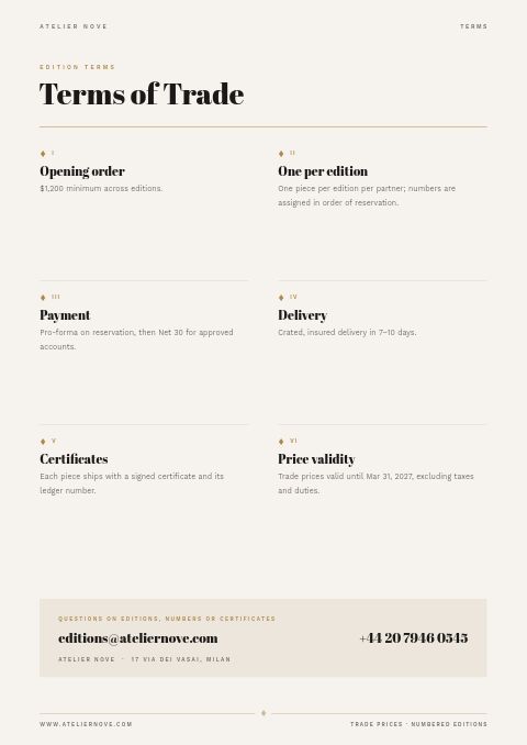 Limited Edition — Notes / Terms page