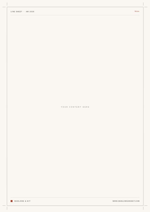 Line Sheet — Framed Blank page