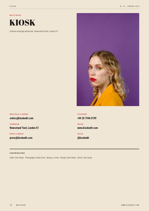 Magazine Style — Contact / Info page