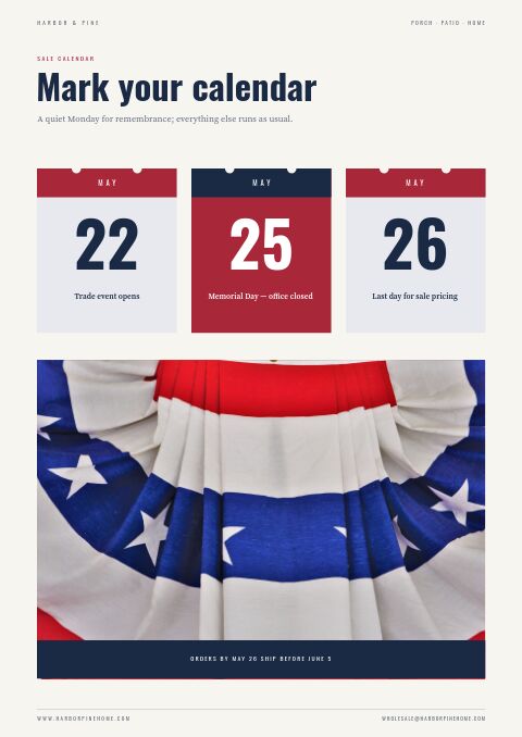 Memorial Day Sale — Event / Launch page