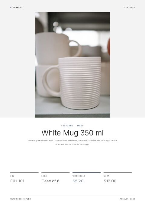 Minimal Catalog — Featured Product page