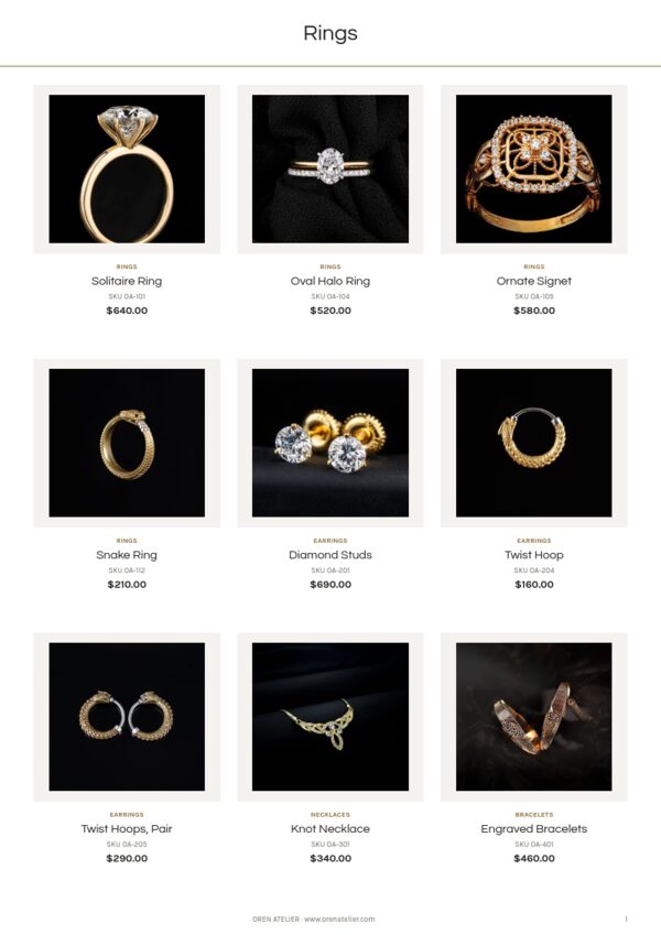 New Collection — product page, 3 × 3 grid