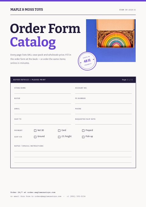 Order Form Catalog catalog template cover