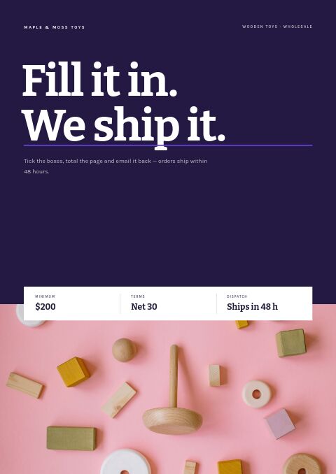 Order Form Catalog — Cover · poster page