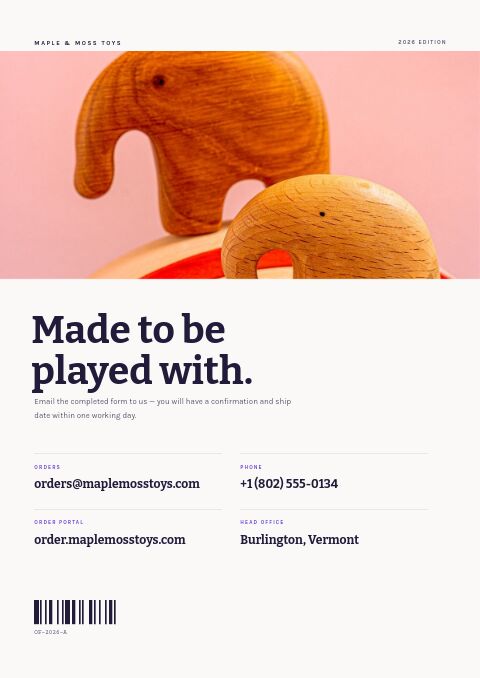 Order Form Catalog — Back Cover page