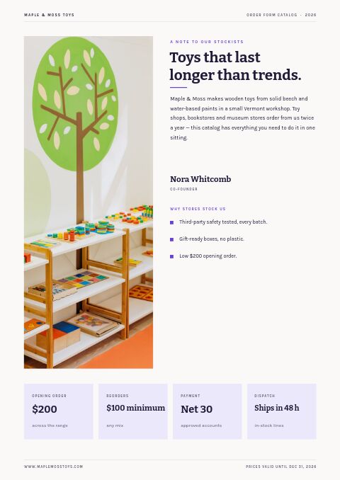 Order Form Catalog — Welcome / About page
