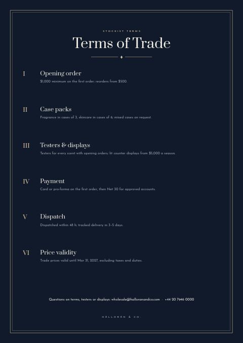 Premium Catalog — Notes / Terms page