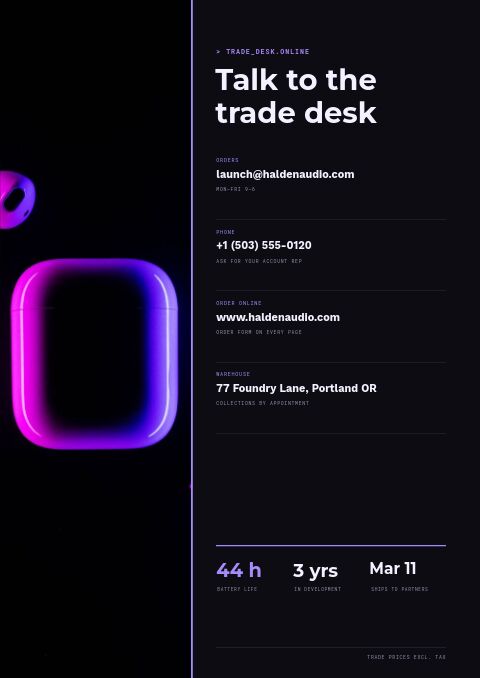 Product Launch — Contact / Info page