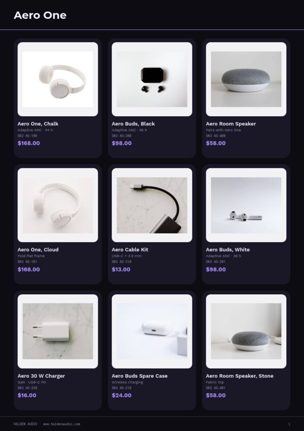 Product Launch — product page, 3 × 3 grid