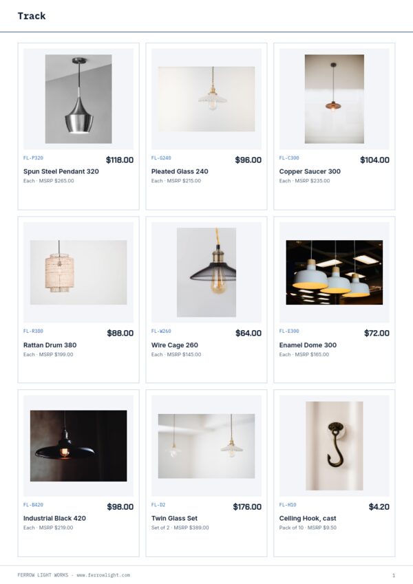 Product Specification Catalog — product page, 3 × 3 grid