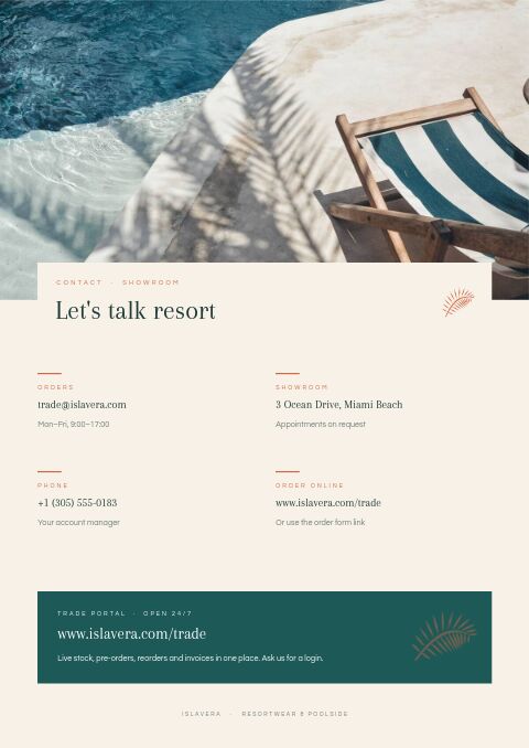 Resort Collection — Contact / Info page