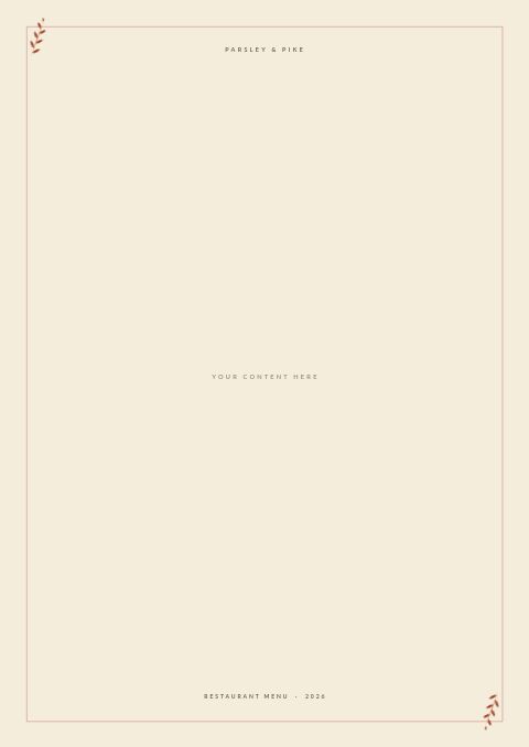 Restaurant Menu — Framed Blank page