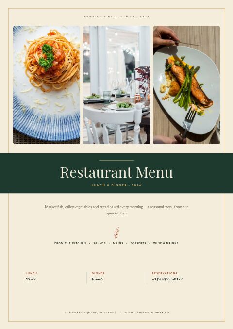 Restaurant Menu — Cover · band page